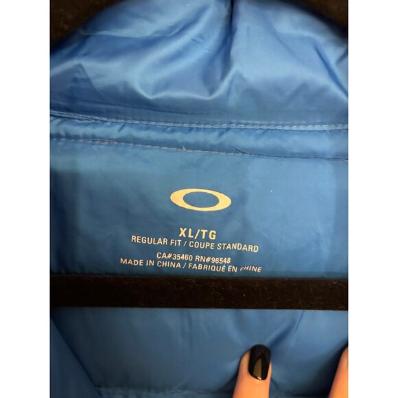 Oakley OMNI Puffer Jacket Mens XL Universal Blue Quilted Down Insulated Full Zip - Picture 3 of 5